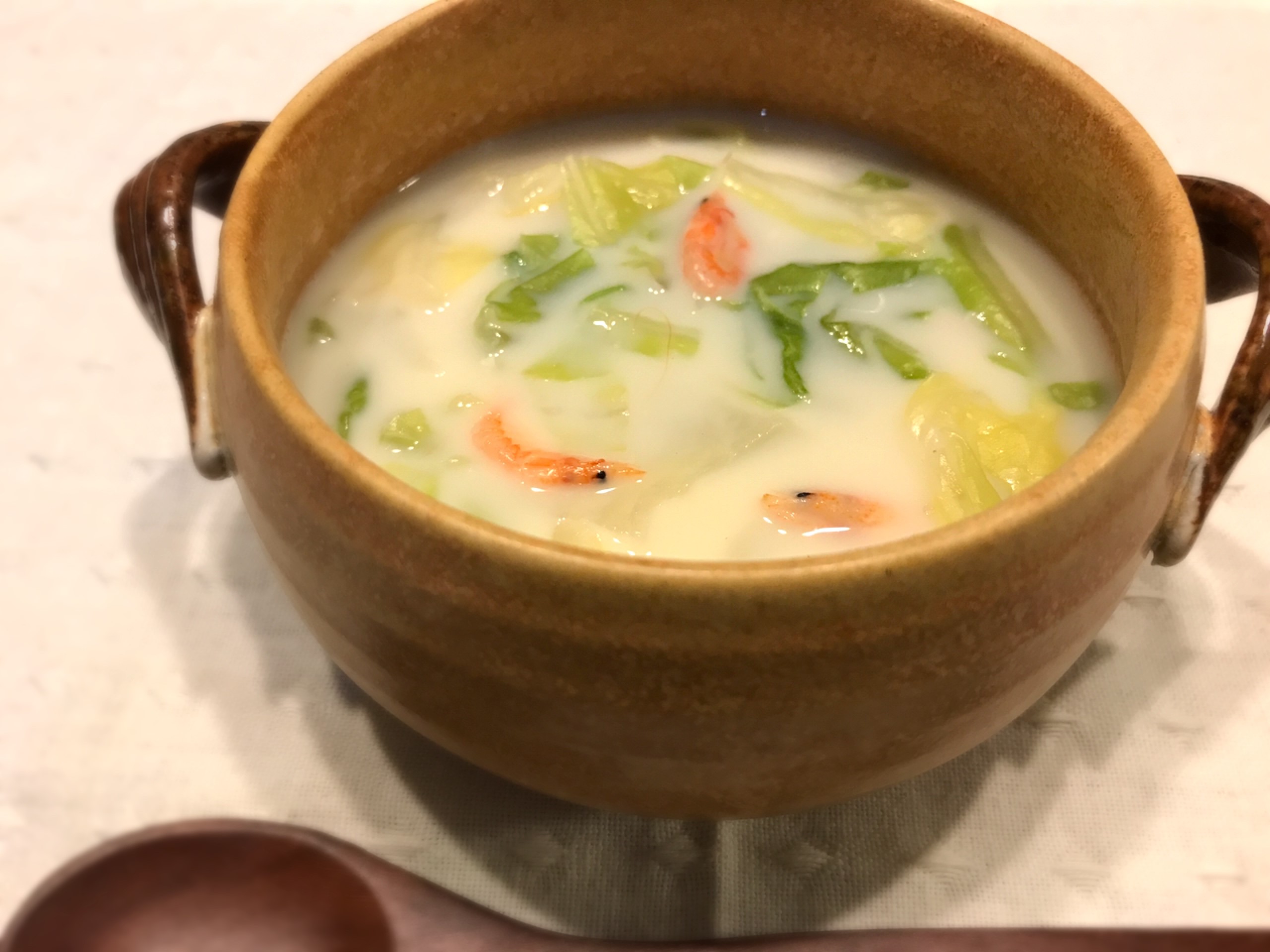 坂本茉優様 春キャベツと桜えびの塩麹豆乳スープ